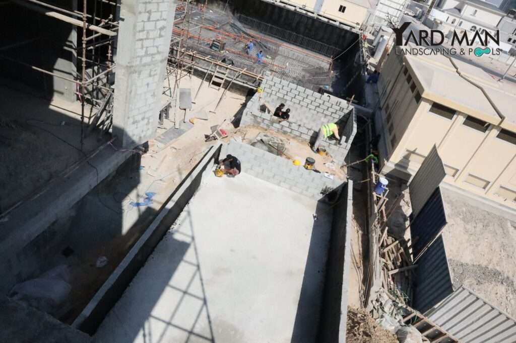 Swimming pool construction for a private villa in Jumeirah, Dubai