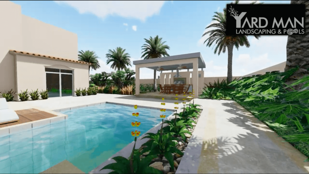 Landscape Design and Backyard Pool Design with Pergola for Private Villa in Dubai 3