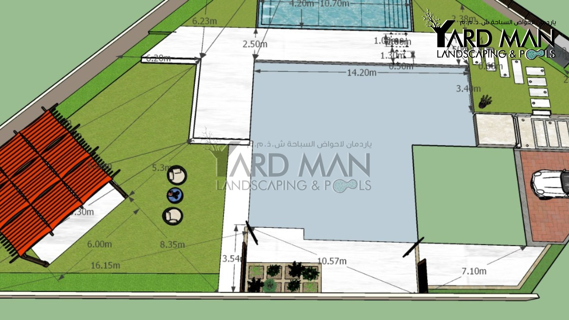 Meadows villa private client Landscape and swimming pool project - Deisgn